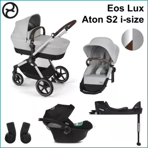 Complete Stroller Kit - Cybex Eos Lux incl. Aton S2 i-Size SILVER / LAVA GREY