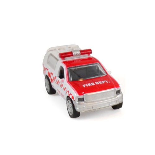 Magni Tin Car Emergency Vehicle Fire Truck White With Sound, Light & Pullback