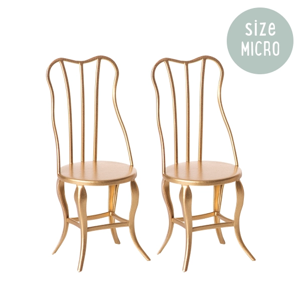 Maileg Micro Vintage Chair Gold 2-pack