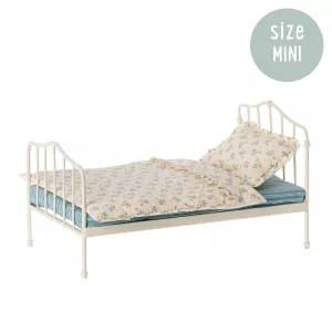 Maileg Mini Bed - Blå / Beige Bäddset