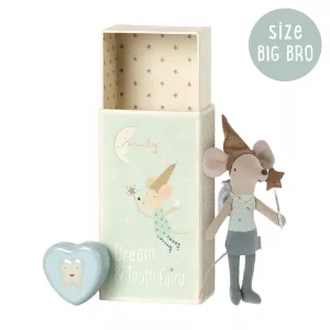 Maileg Mouse Big Brother Tooth Fairy in Matchbox - Blue