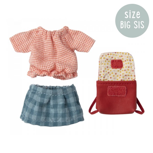 Maileg Mouse Big Sister Clothes And Bag - Red