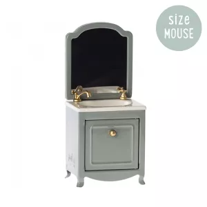 Maileg Mouse Sink Dresser With Mirror - Dark Mint