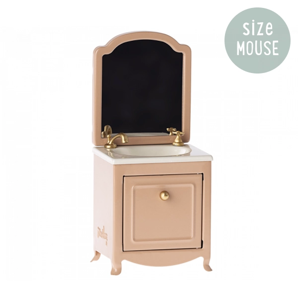 Maileg Mouse Sink Dresser With Mirror - Dark Powder