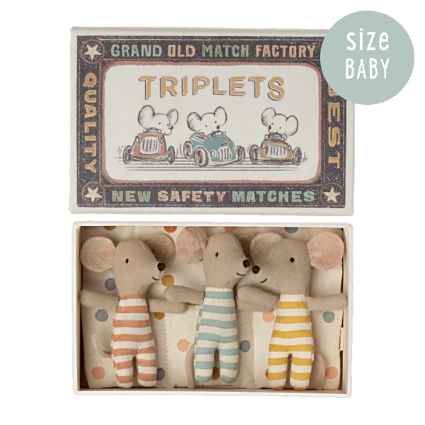 Maileg Triplets Baby Mice In Matchbox