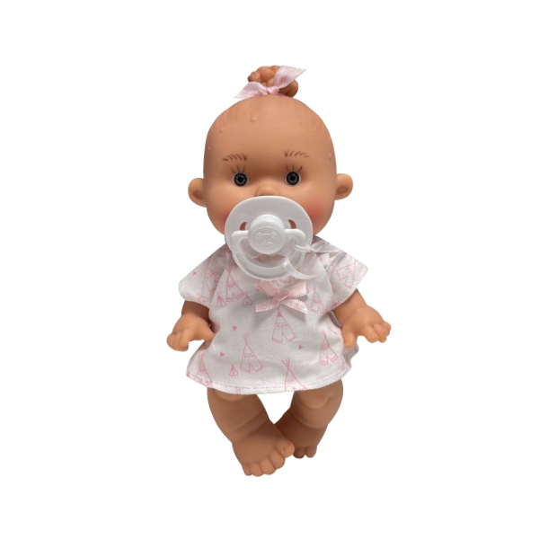 Marina & Pau Nenotin Doll Small With Pacifier - White Dress Pink Tents