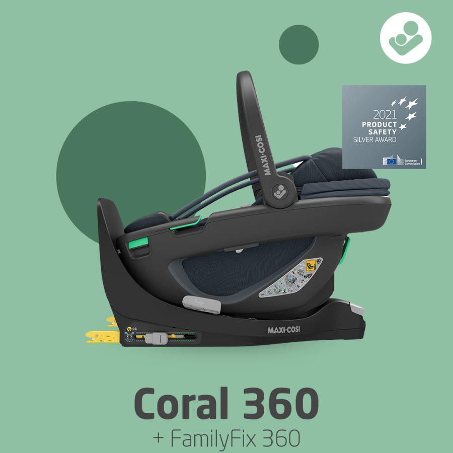 Maxi Cosi CORAL 360 I-SIZE - Babyschale 0-13 kg, Essential Green, Black  Edition Essential Green, Black Edition, Kindersitze \ Babyschalen 0-13 kg