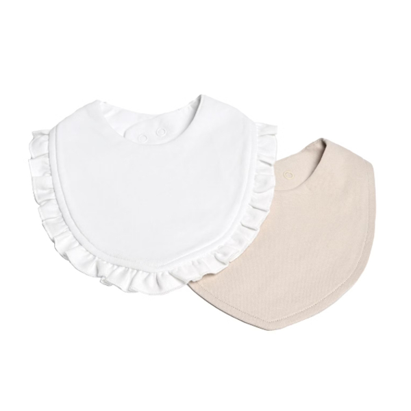 Mini Dreams Bib Volang/Slät 2-Pack Sand/Vit