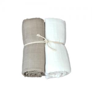 Mini Dreams Muslin Blanket  2-Pack 115x115 cm White / Linen