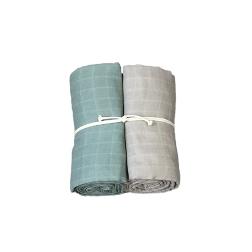 Mini Dreams Muslin Blanket  2-Pack 70x70 cm Dusty Green / Linen