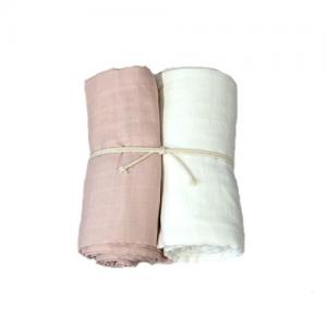 Mini Dreams Muslin Blanket  2-Pack 115x115 cm White / Dusty Pink