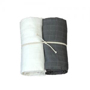 Mini Dreams Muslin Blanket  2-Pack 70x70 cm Grey / White