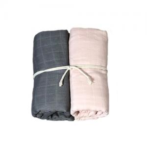Mini Dreams Muslin Blanket  2-Pack 115x115 cm Grey / Dusty Pink