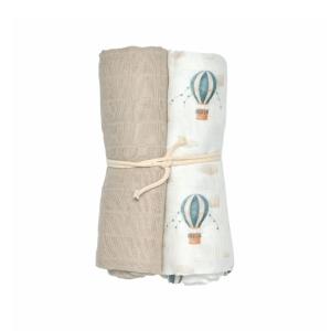 Mini Dreams Muslin Blanket 2-Pack 70x70 cm Vintage Balloon Blue