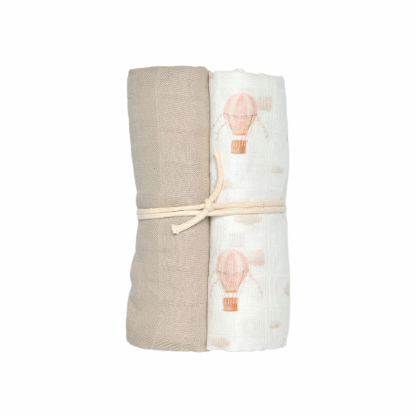 Mini Dreams Muslin Blanket 2-Pack 70x70 cm Vintage Balloon Pink