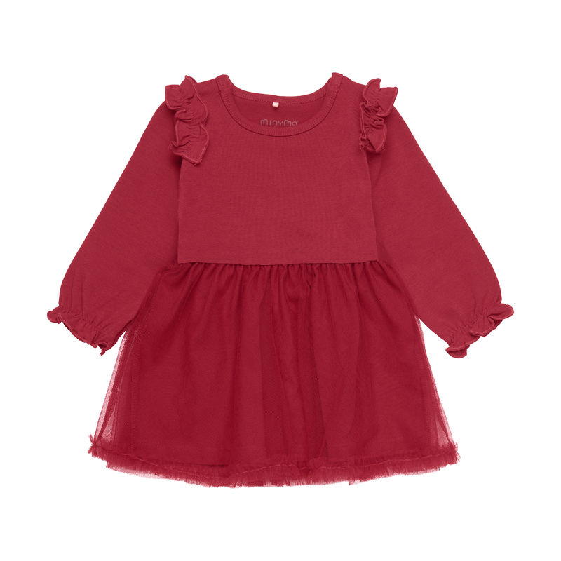Minymo Dress long Sleeved Tulle Red