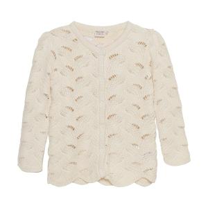 Minymo Cardigan Long Sleeved Knitted Pearlseed White