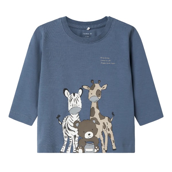 NAME IT T-Shirt China Blue Safari Animals Blå