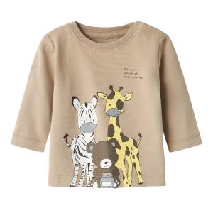 NAME IT T-Shirt Pure Cashmere Safari Animals Beige