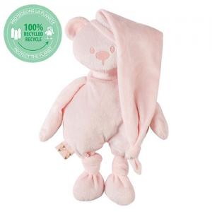 Nattou Lapidou Stuffed Bear With Hood Light Pink rPET 36 cm