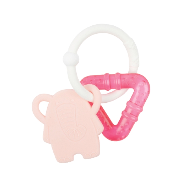 Nattou Soft Silicone Teether with Cooler Pink Elephant