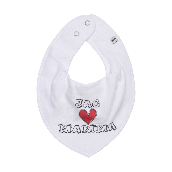 Pippi Scarf Fabric Bib - 106 White I Love Mom