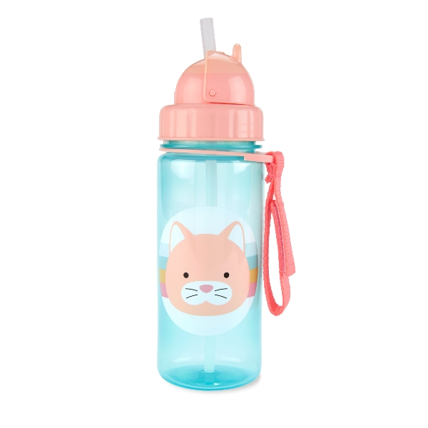 Skip Hop Bottle With Straw Zoo Cat 390ml