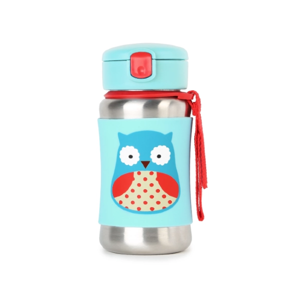 Skip Hop Steel Bottle With Straw Zoo Owl