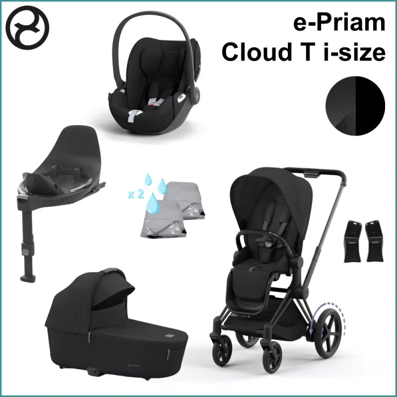 Startpaket - Cybex ePriam MATT BLACK / SEPIA BLACK inkl. Cloud T i-Size COMFORT