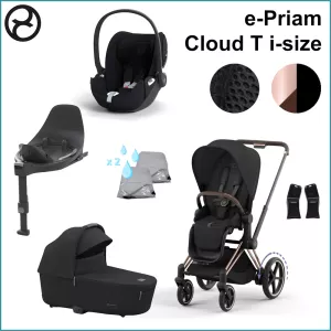 Startpaket - Cybex ePriam ROSEGOLD / SEPIA BLACK inkl. Cloud T i-Size PLUS