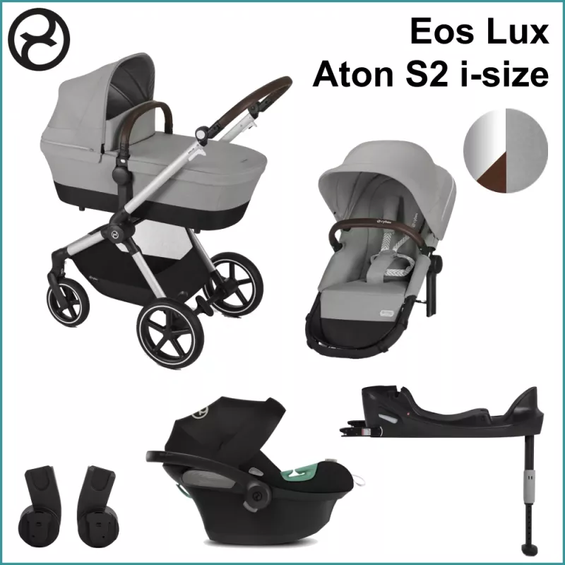 Startpaket - Cybex Eos Lux inkl. Aton S2 i-Size SILVER / STONE GREY