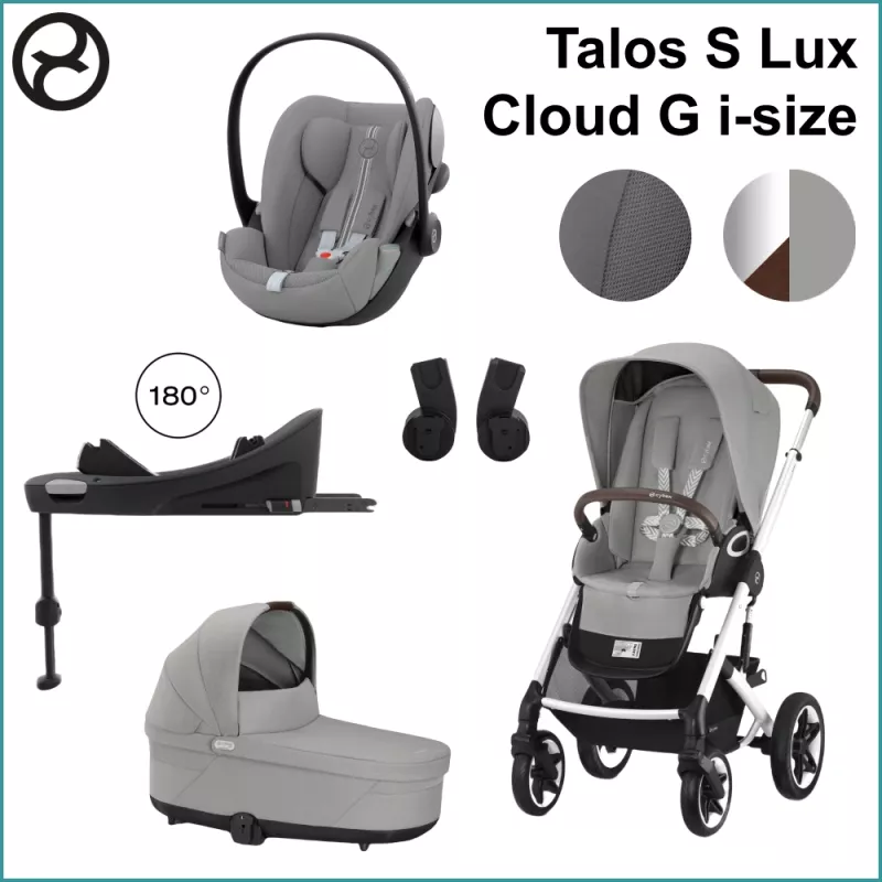 Startpaket - Cybex Talos S Lux SILVER / STONE GREY inkl. Cloud G i-Size PLUS