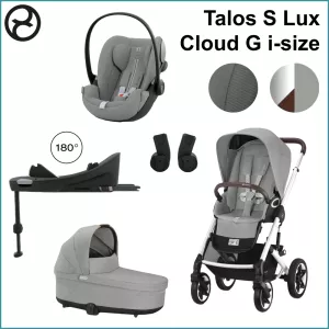 Starter Pack - Cybex Talos S Lux SILVER / STONE GREY inkl. Cloud G i-Size PLUS