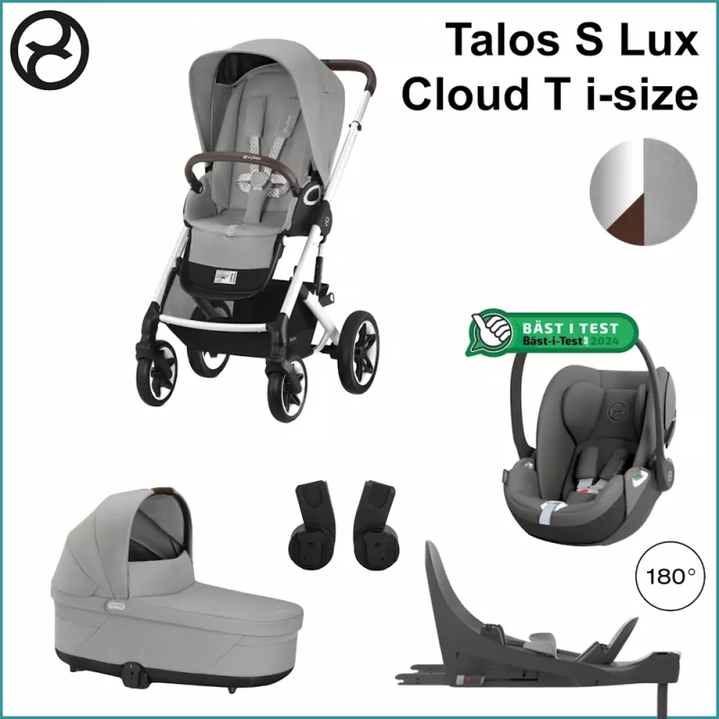 Starter Pack - Cybex Talos S Lux SILVER / STONE GREY incl. Cloud T i-Size COMFORT