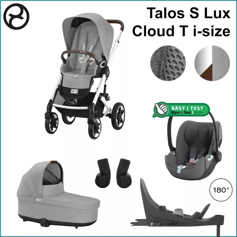 Starter Pack - Cybex Talos S Lux SILVER / STONE GREY incl. Cloud T i-Size PLUS