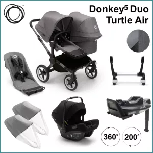 Complete Starter Pack - Bugaboo Donkey5 Duo incl. Turlte Air GRAPHITE / GREY MELANGE