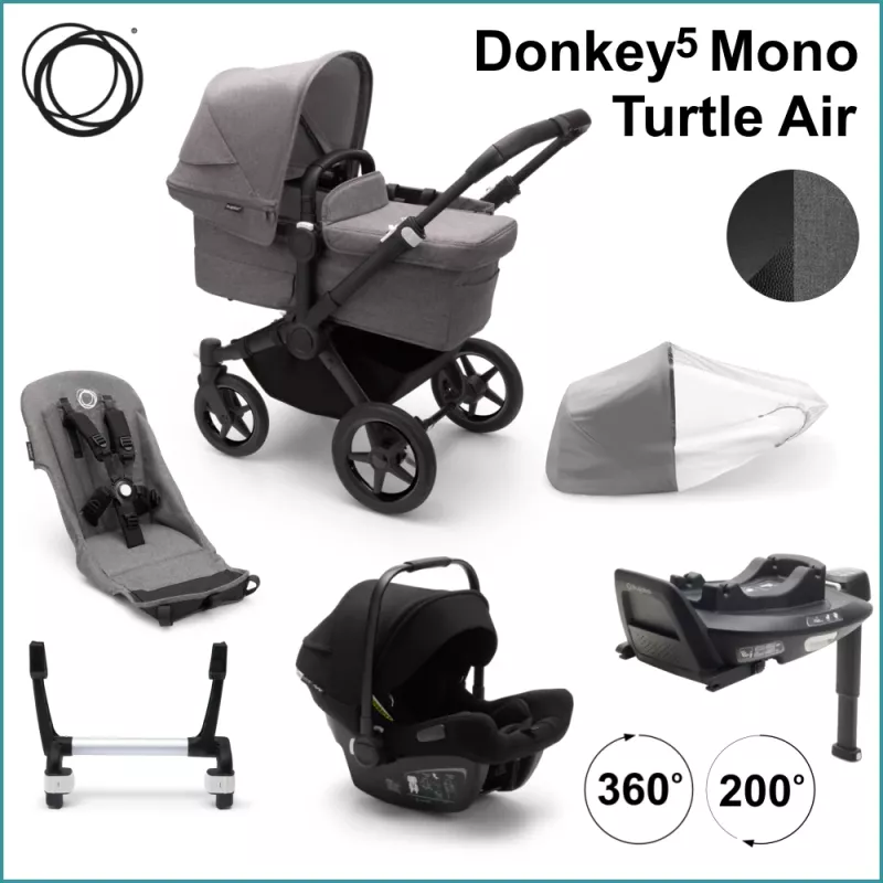 Complete Starter Pack - Bugaboo Donkey5 Mono incl. Turlte Air BLACK / GREY MELANGE