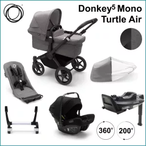 Complete Starter Pack - Bugaboo Donkey5 Mono incl. Turlte Air BLACK / GREY MELANGE