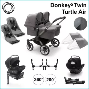 Complete Starter Pack - Bugaboo Donkey5 Twin incl. Turlte Air GRAPHITE / GREY MELANGE