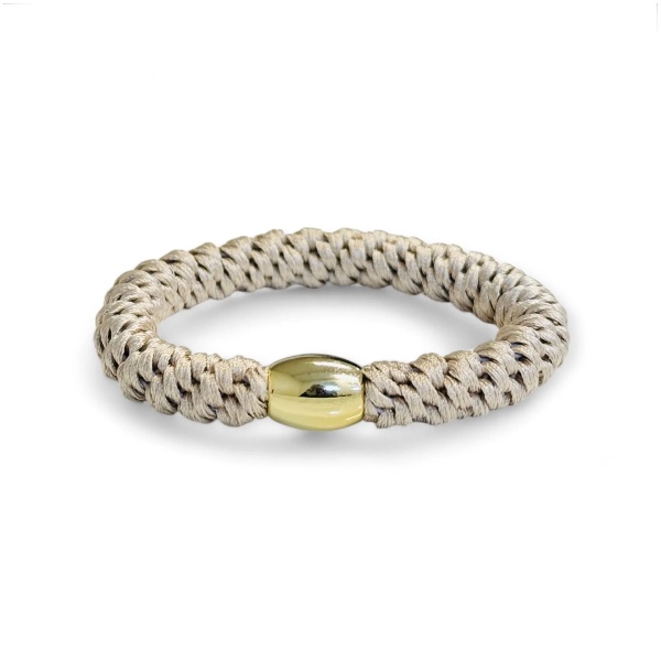 Stella Details Mika Hair Tie - Nougat with Gold Pearl