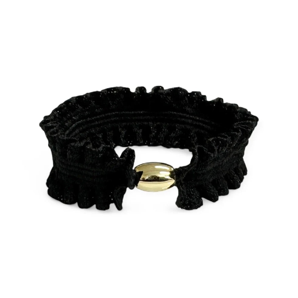 Stella Details Malina Hair Tie - Black with Gold Pearl