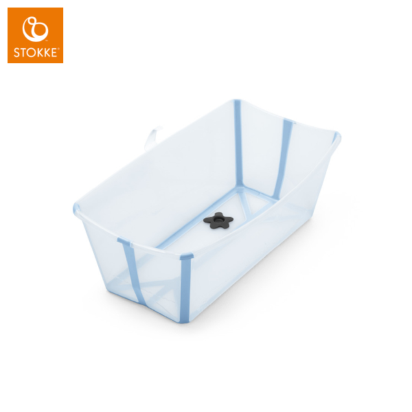 STOKKE Flexi Bath Badbalja Transparent Ocean Blue (med värmekänslig badkarspropp)