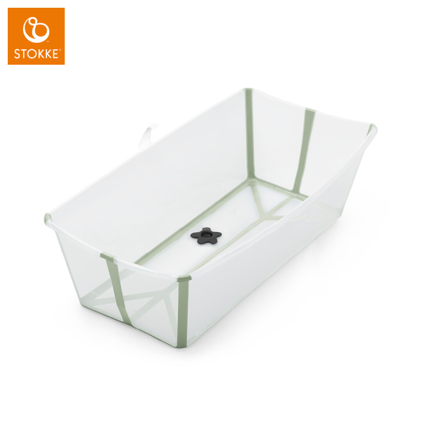 STOKKE Flexi Bath X-Large Transparent Green (with Heat Sensitive Bath Plug)