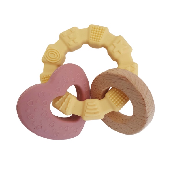 Summerville Organic Teether Toy Heart Pink Yellow