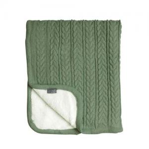 Vinter & Bloom Blanket Green Knitted with Fleece (Cuddly Forest Green)