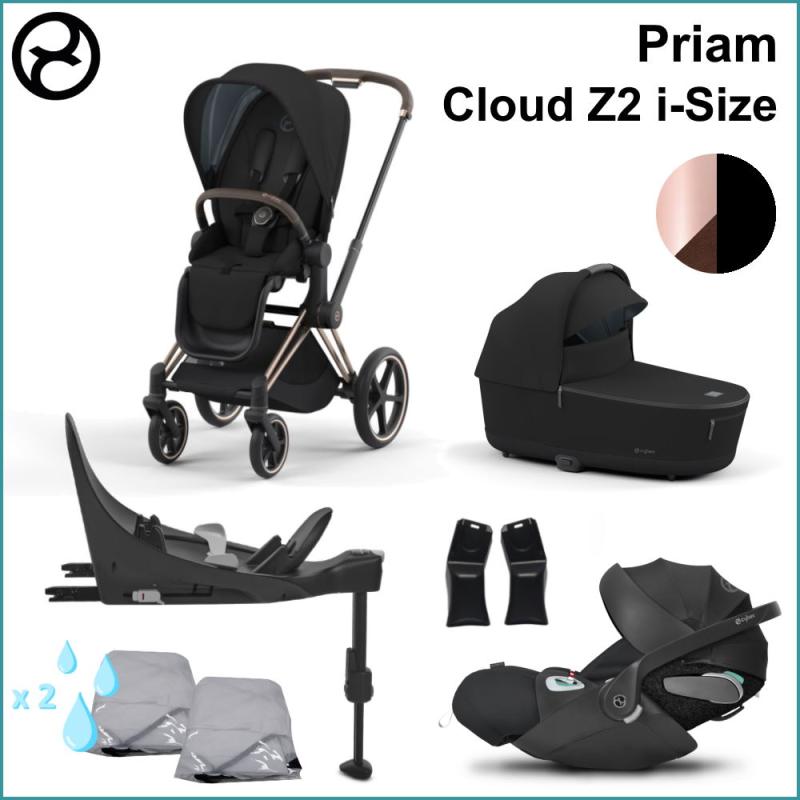 Komplett Barnvagnspaket - Cybex Priam inkl. Cloud Z2 i-Size ROSEGOLD / DEEP BLACK (G4)
