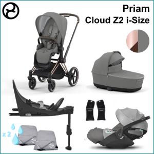 Komplett Barnvagnspaket - Cybex Priam inkl. Cloud Z2 i-Size ROSEGOLD / SOHO GREY (G4)