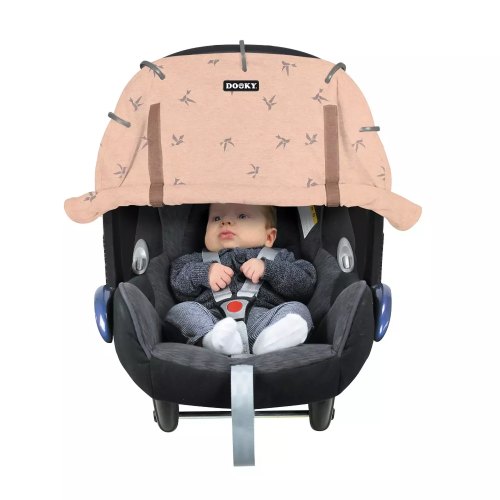 Dooky Cover For Stroller Car Seat Swallows Pink - Car Seat Sun Cover Strollers