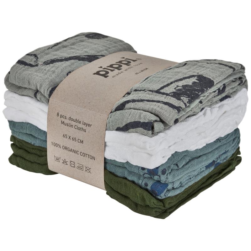 Pippi Vikblöja ekobomull 65x65 8-pack