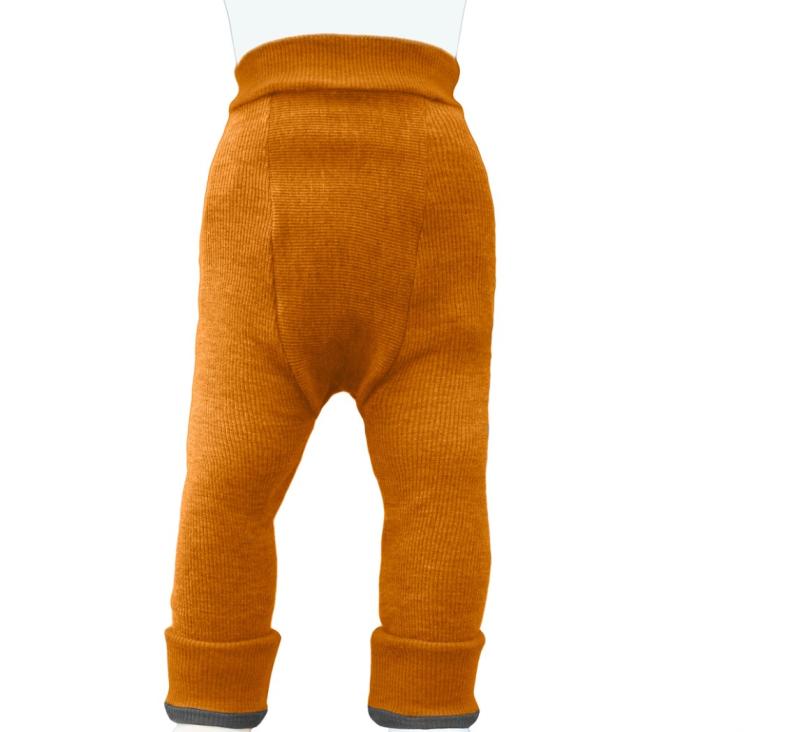 ManyMonths Wool Longies Tangerine Marmalade/Elephant Grey